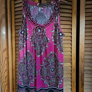 Pink Paisley Sleeveless Blouse
